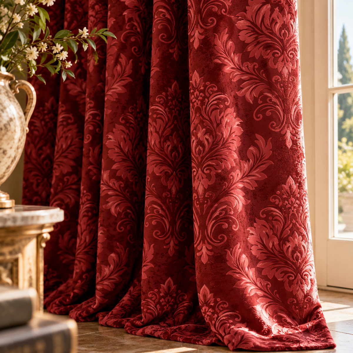 Jade Chenille Curtains | Heavyweight Interlined Pair