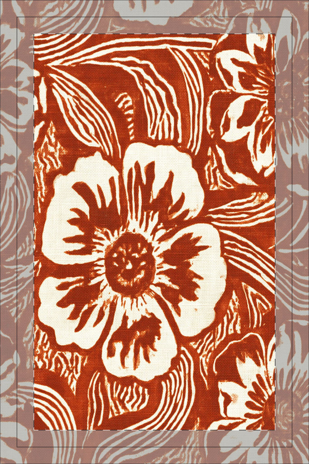 Rust Floral Print Tea Towel | Waffle Double-Sided Kitchen Towel