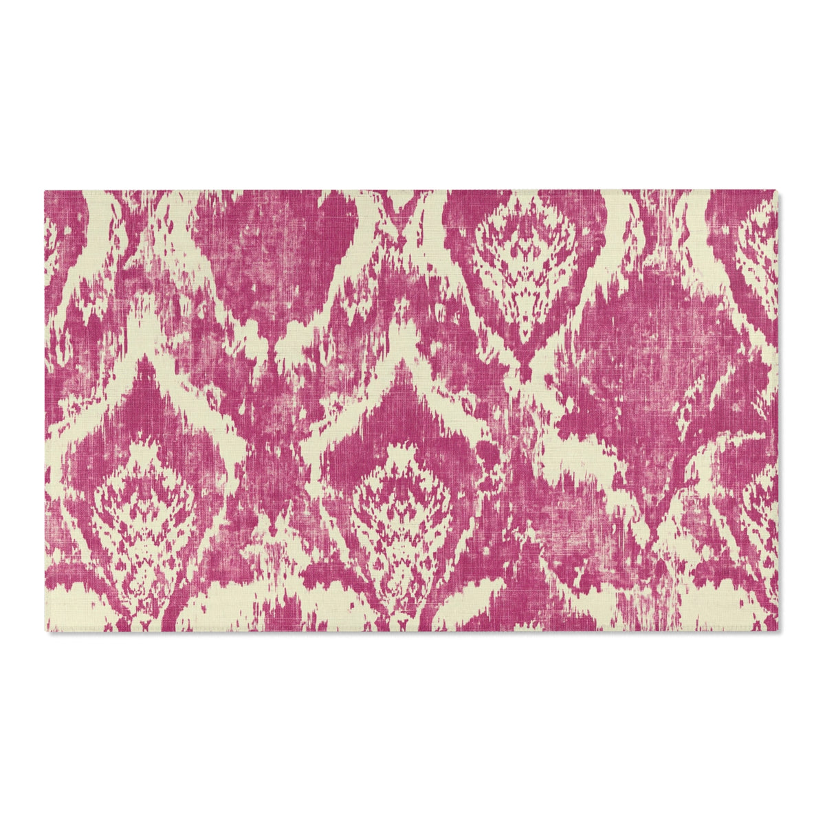 Pink Ikat Pattern Area Rug | Boho Vintage Distressed Rug