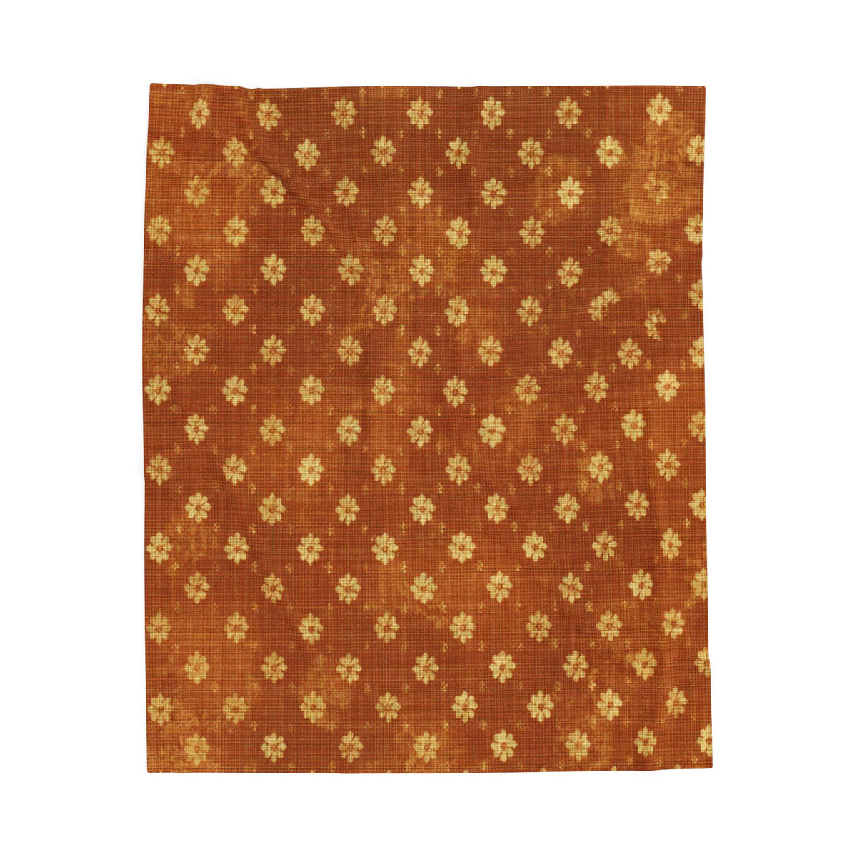 Retro Rust Floral Pattern Velveteen Plush Blanket | Cozy Fall Throw