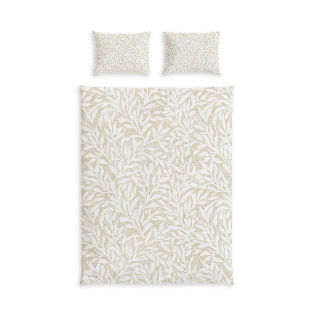 Ivory Willow Cotton Bed Set, Beige Botanical Bedding, Neutral Leaf Duvet Cover Set, Luxury Cottage Bedding, Twin Twin XL Queen