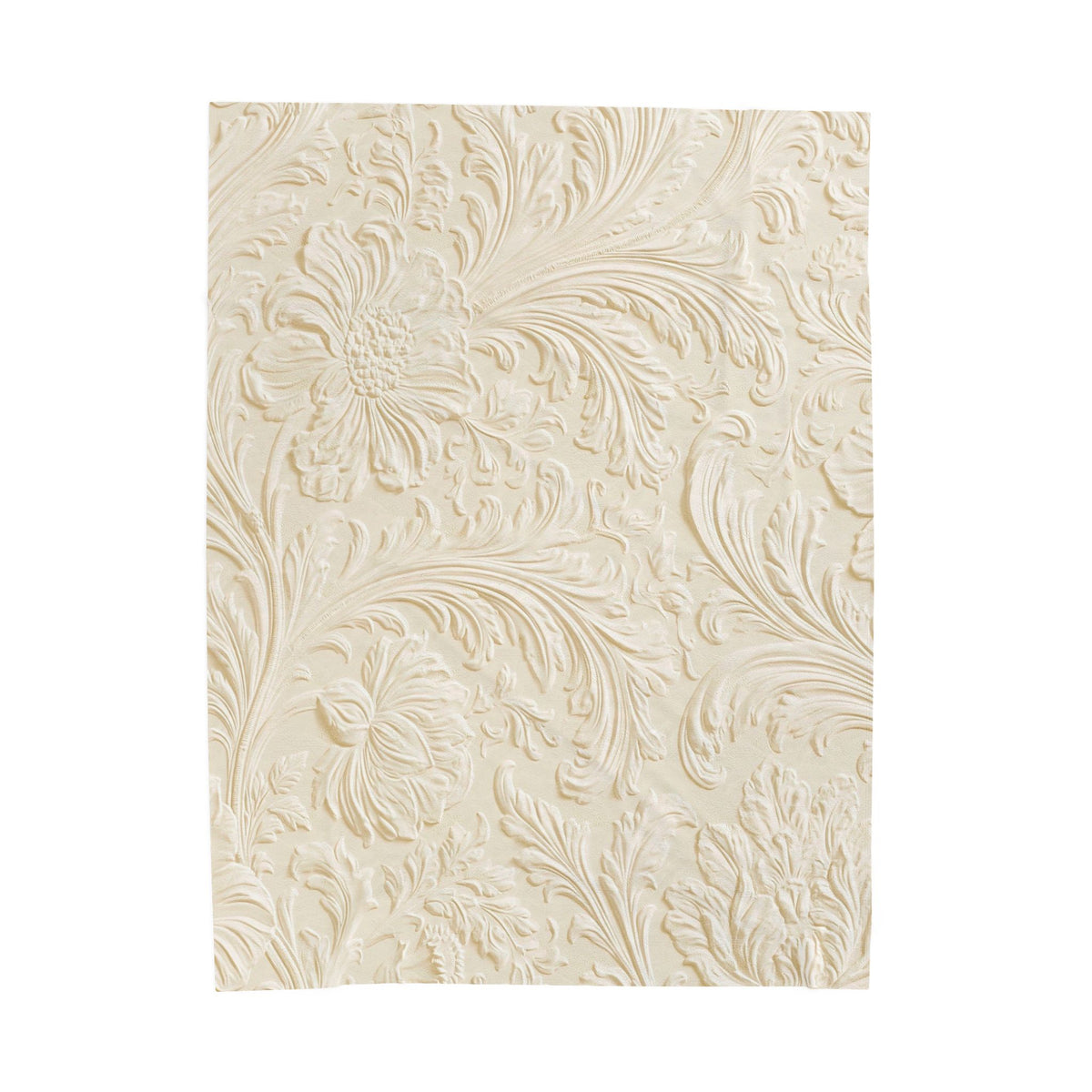 Ivory Embossed Floral Velveteen Plush Blanket