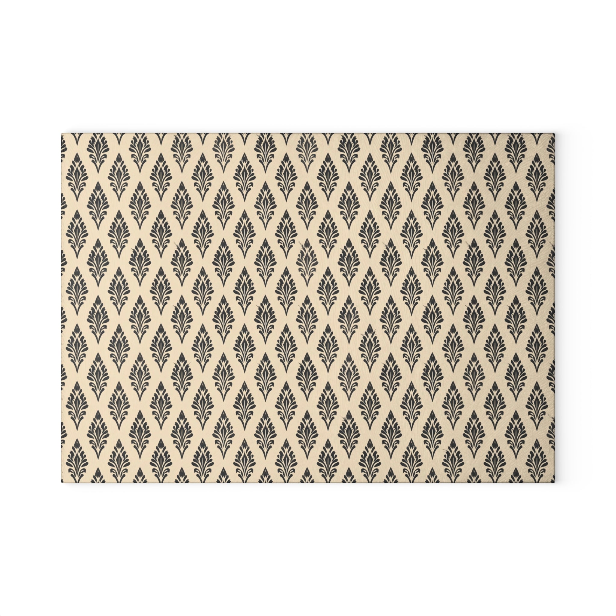 Neutral Geometric Ikat Pattern Glass Cutting Board | Boho Kitchen Décor