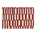 Retro Arch Pattern Area Rug | Mid Century Modern Red Cream Geometric
