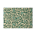 Teal Floral Leaves Glass Cutting Board | Botanical Kitchen Decor