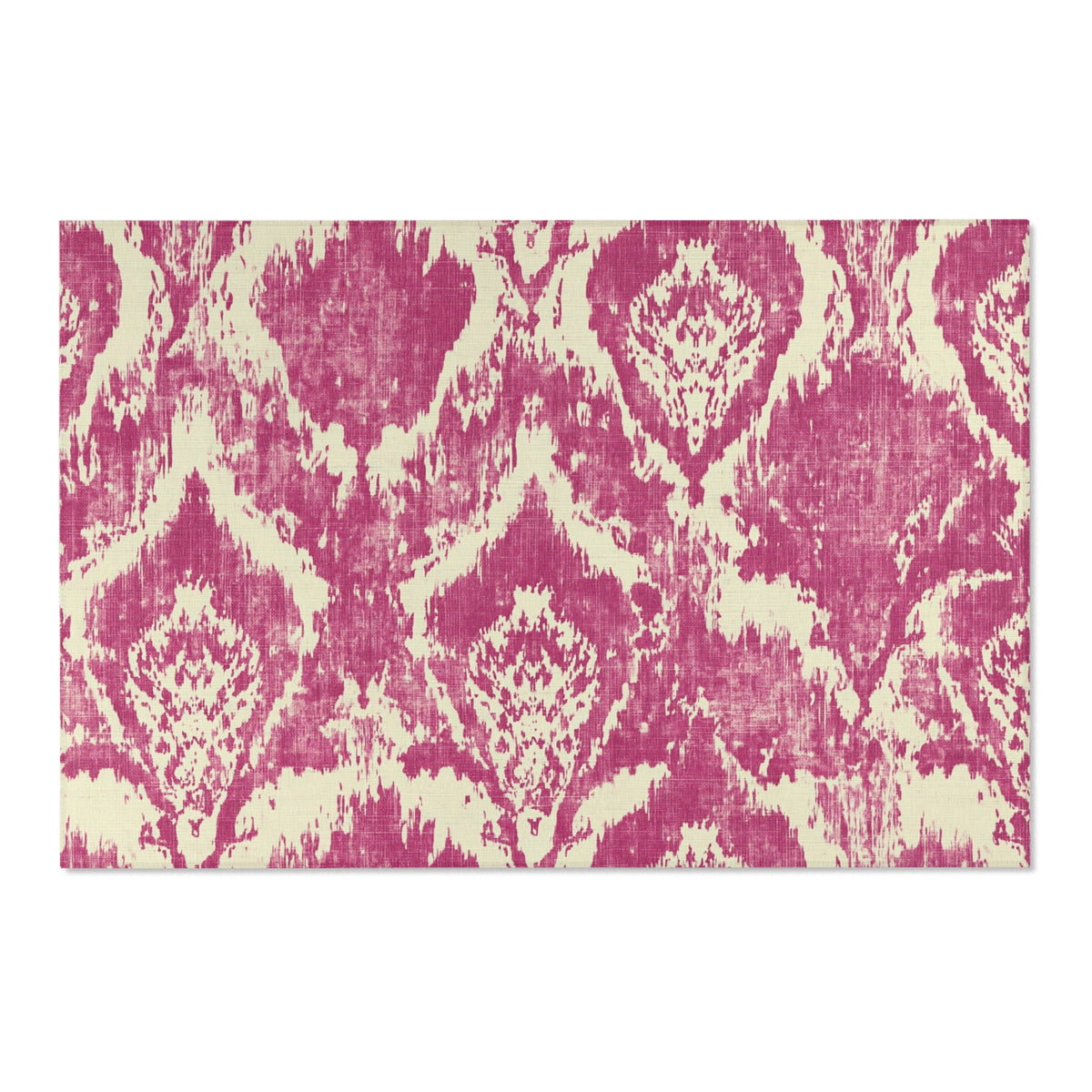 Pink Ikat Pattern Area Rug | Boho Vintage Distressed Rug