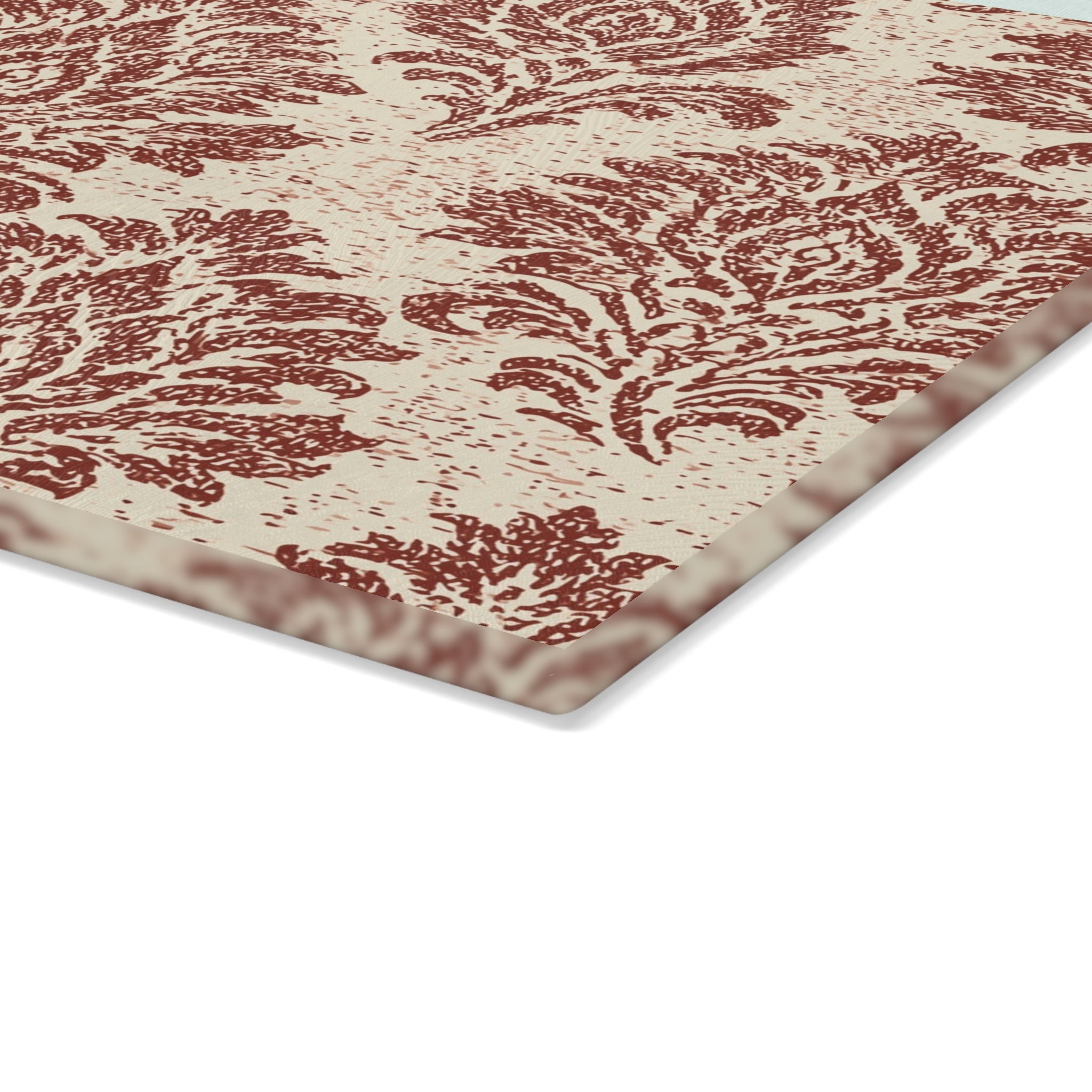Vintage Damask Pattern Glass Cutting Board | Rustic Floral Kitchen Decor