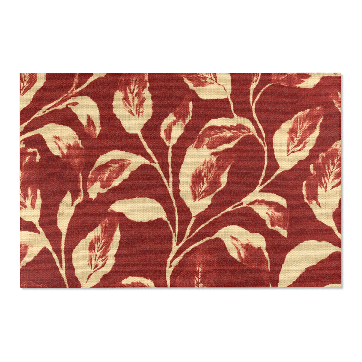 Vintage Floral Leaf Pattern Area Rug | Red Beige Botanical Floor Mat