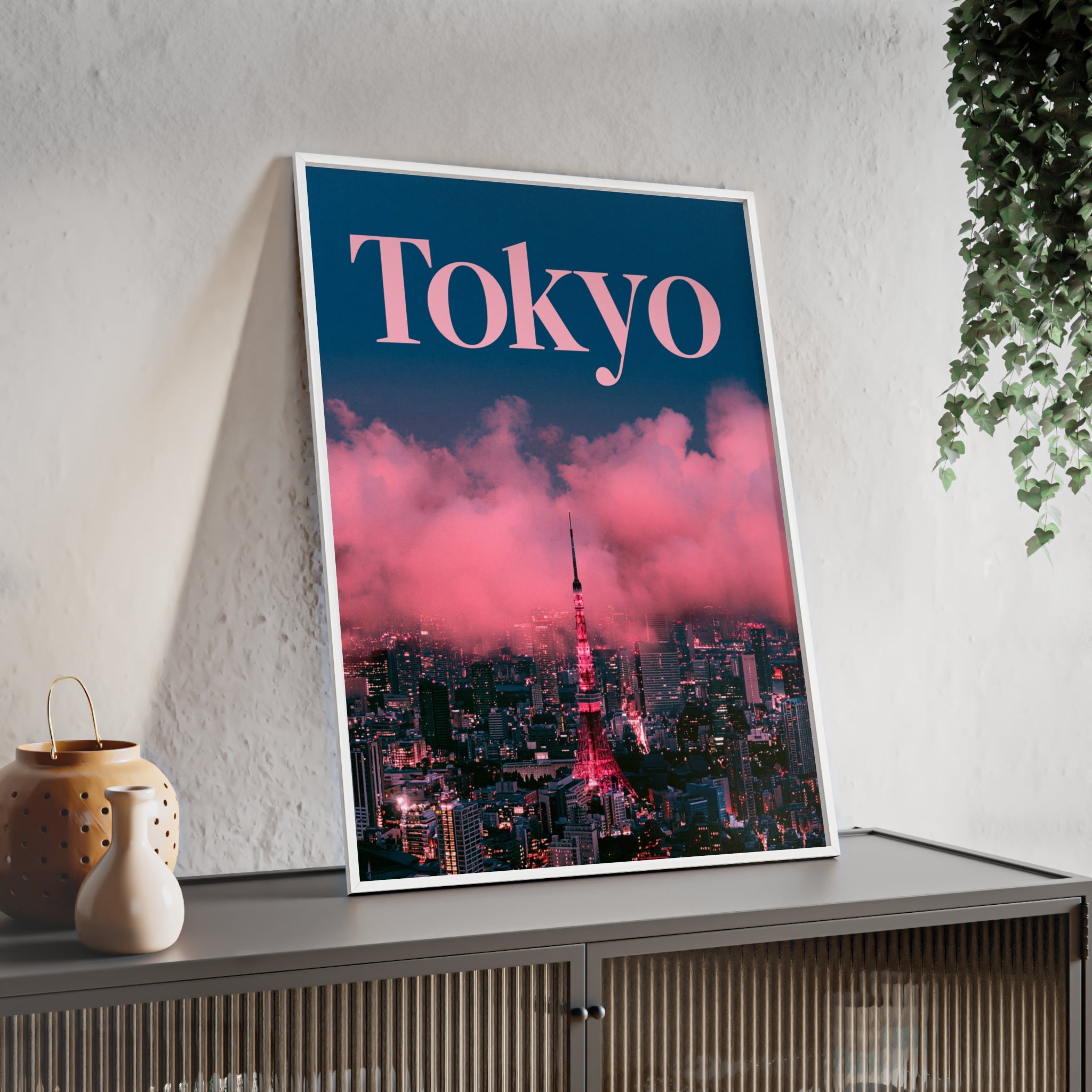 Tokyo skyline pink clouds Poster | Framed wall art