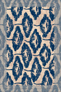 Indigo Ikat Leaf Pattern Tea Towel | Double-Sided Waffle Texture