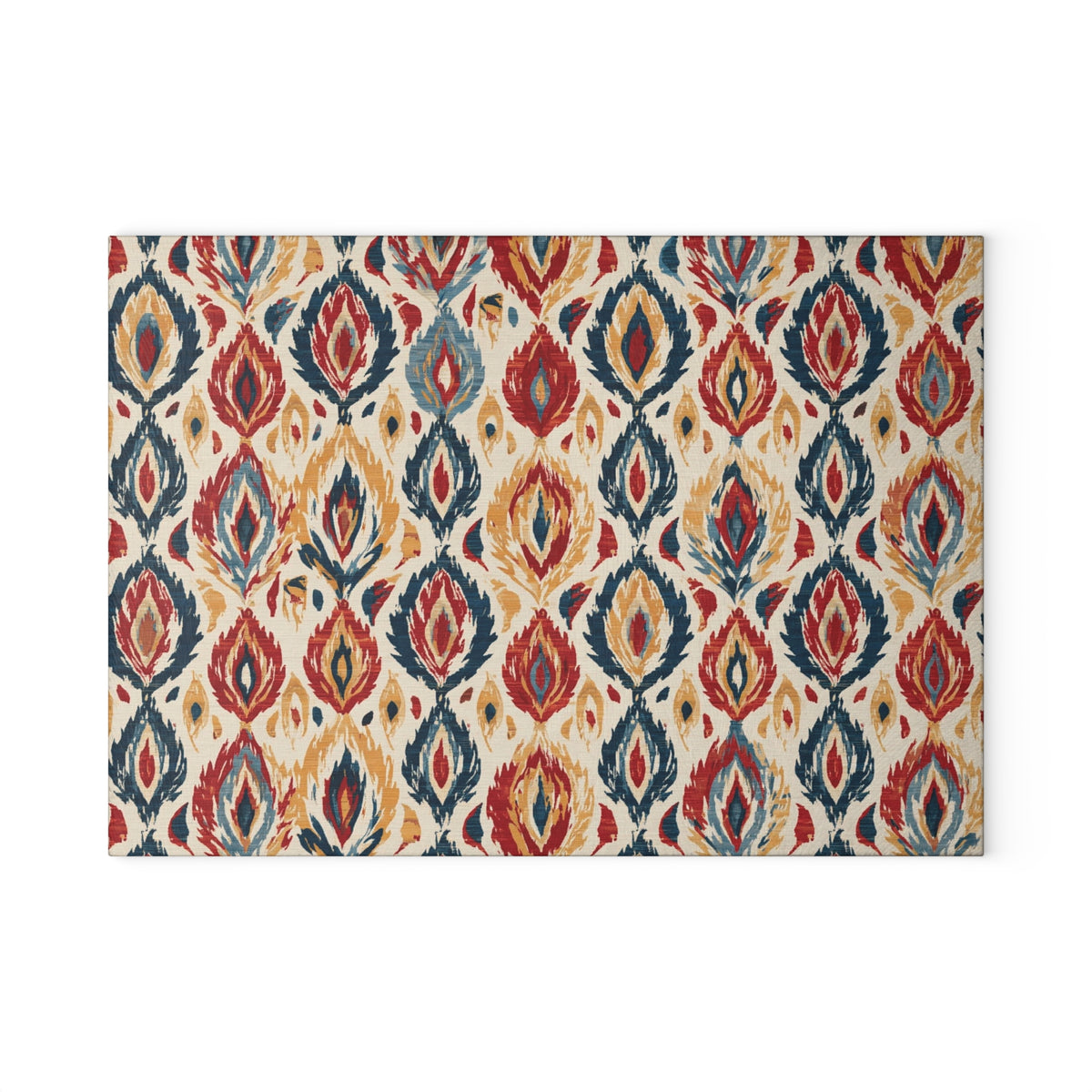 Ikat Geometric Pattern Glass Cutting Board | Colorful Tribal Tiles