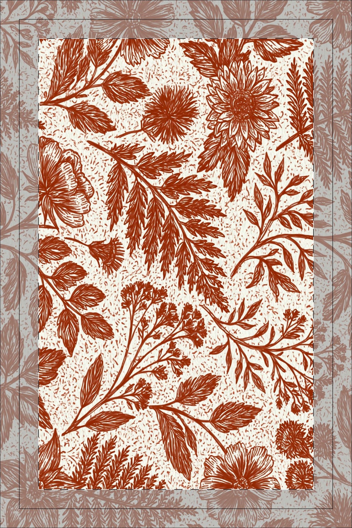 Rust Floral Botanical Tea Towel | Waffle Double-Sided