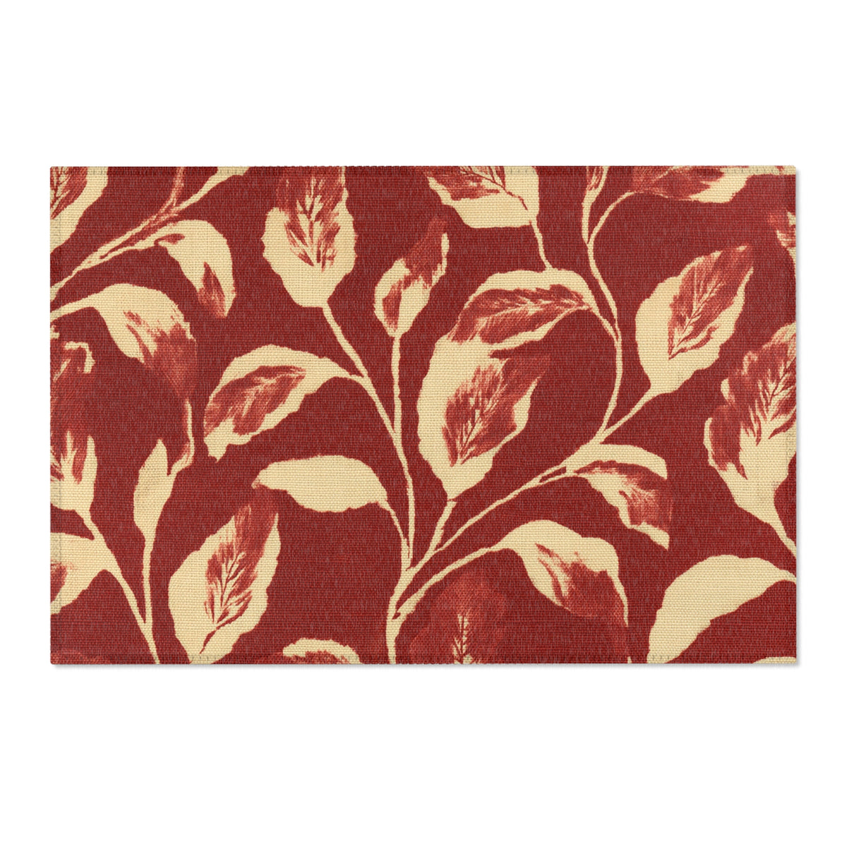 Vintage Floral Leaf Pattern Area Rug | Red Beige Botanical Floor Mat
