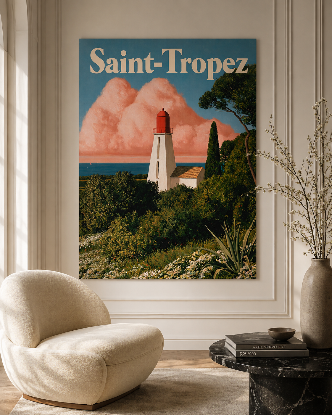 Saint-Tropez Lighthouse Poster | Vintage Travel Art, Coastal Wall Decor