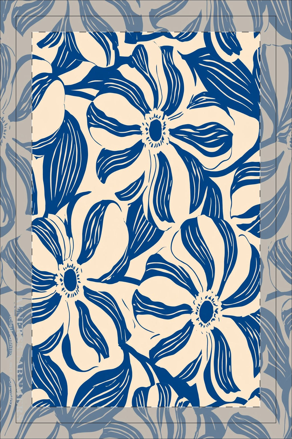 Blue Floral Pattern Waffle Tea Towel | Double-Sided Kitchen Towel
