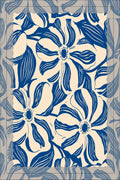Blue Floral Pattern Waffle Tea Towel | Double-Sided Kitchen Towel