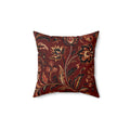 Vintage Floral Pattern Spun Polyester Square Pillow | Burgundy Botanical Throw Pillow