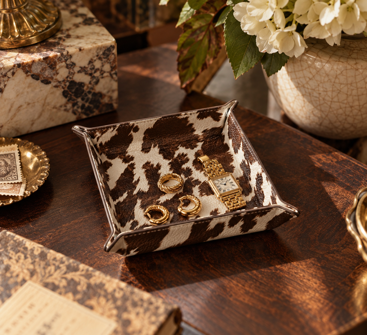 Beatrice Real Nappa Leather Trinket Tray