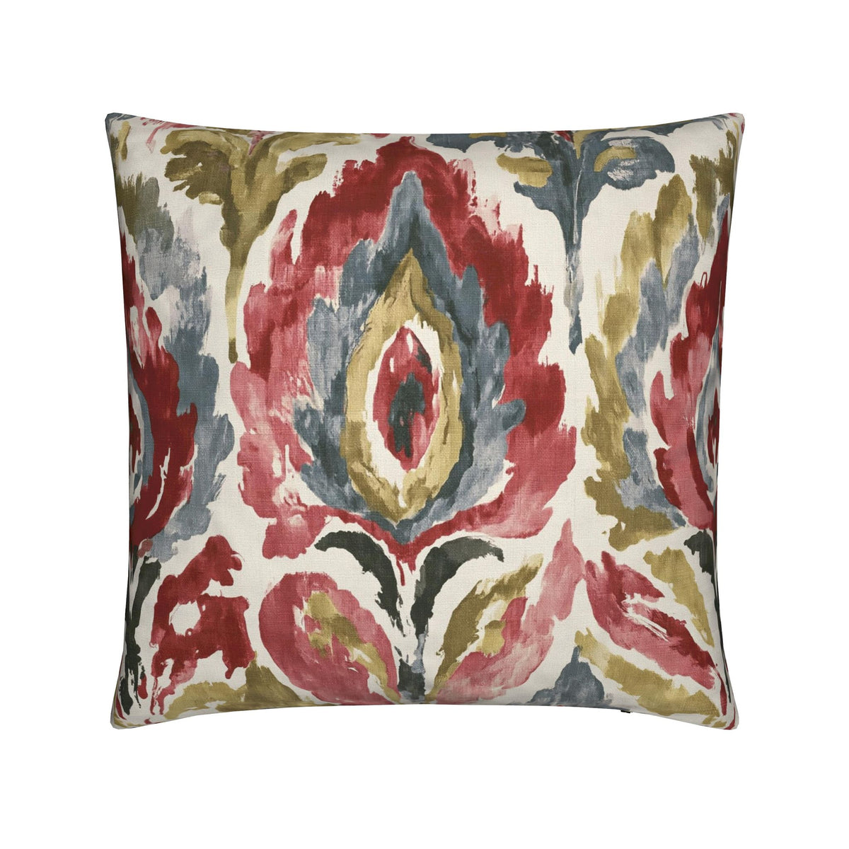 Luxury Ikat Floral Designer Cushion, Boho European Decorative Pillow, Elegant Statement Home Decor