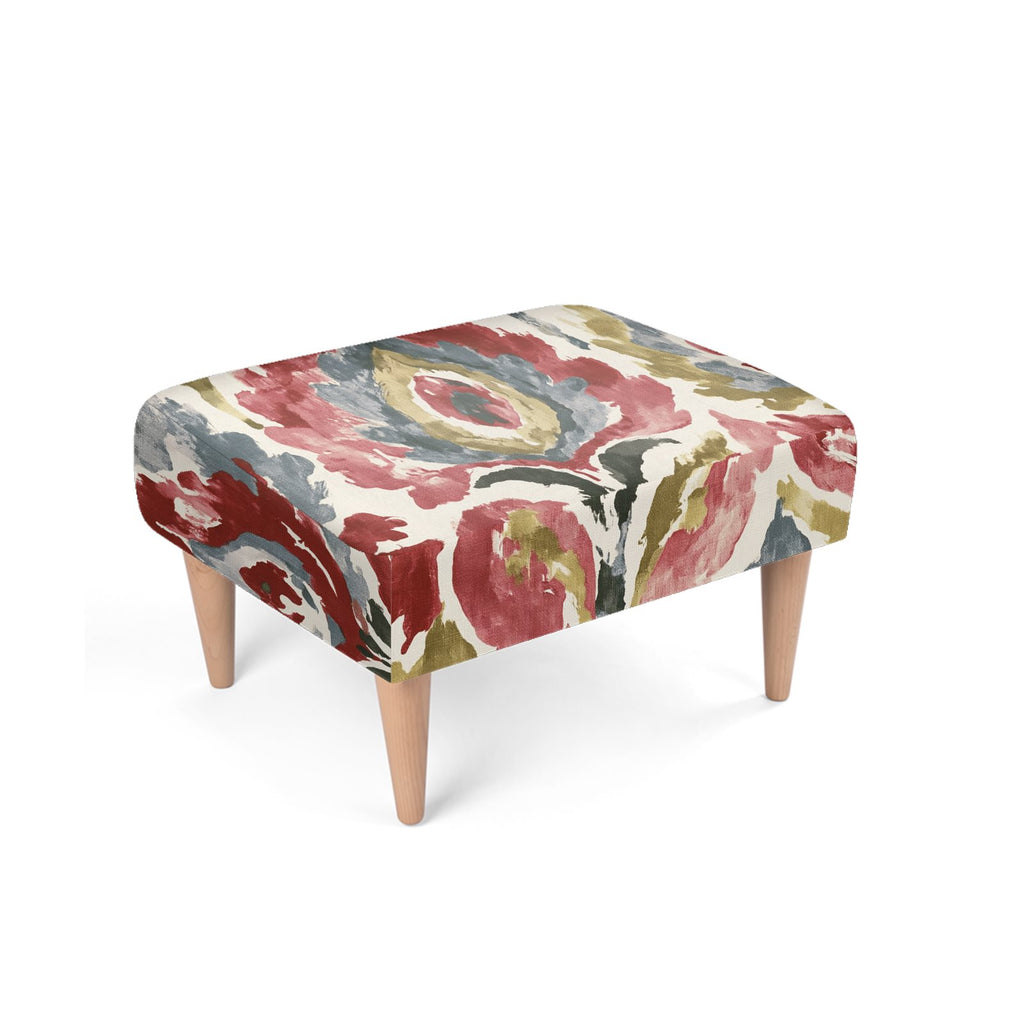 Painterly Garden Upholstered Footstool – Luxury Accent Ottoman