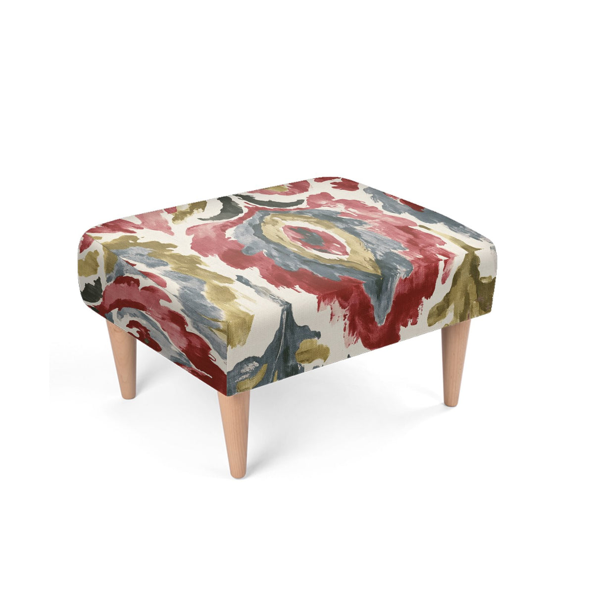 Painterly Garden Upholstered Footstool – Luxury Accent Ottoman