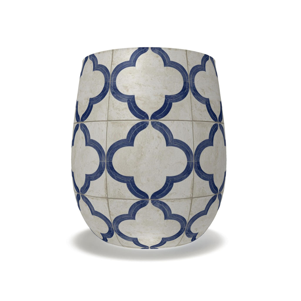 Cobalt Riviera Water Glass | Mediterranean Tile Drinking Glass