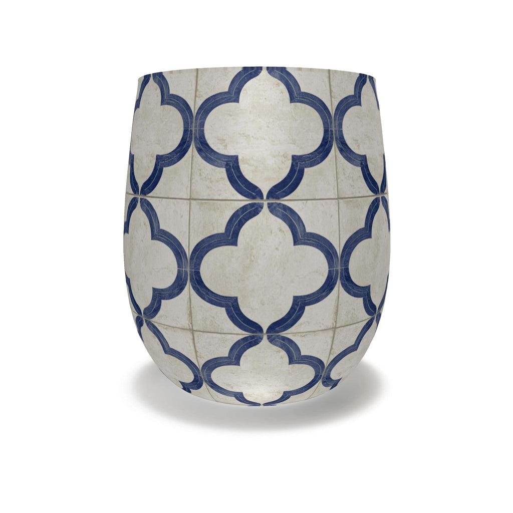 Cobalt Riviera Water Glass | Mediterranean Tile Drinking Glass