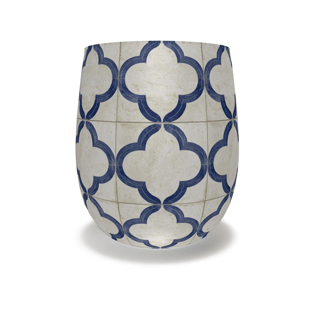 Cobalt Riviera Water Glass | Mediterranean Tile Drinking Glass