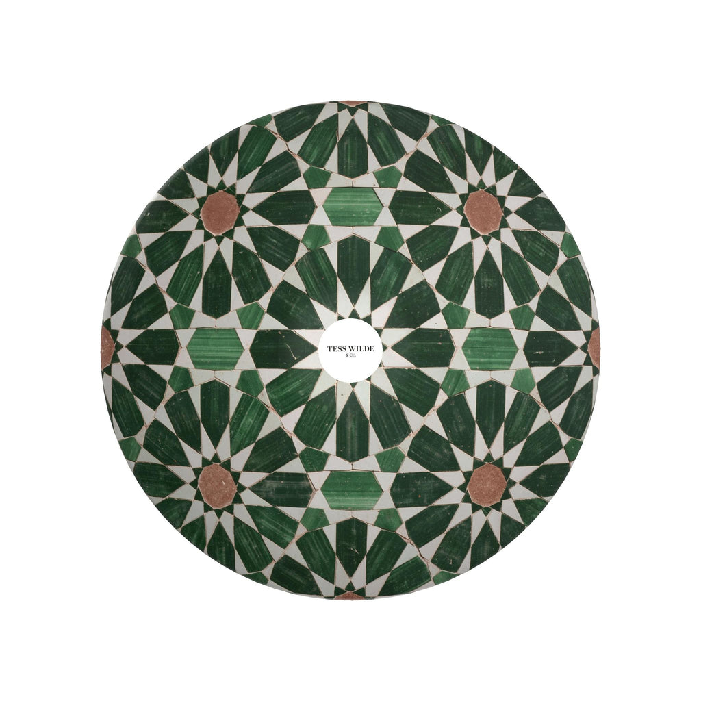 Emerald Zellige Ornamental Bowl, Green Mosaic Decorative Bowl, Mediterranean Home Decor, Moroccan Style Accent Bowl, Luxury Table Decor