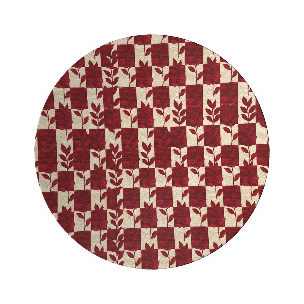 Rosso Botanica Ornamental Bowl – Red Checkered Floral Decorative Bowl, Italian Inspired Home Decor, Burgundy Statement Bowl