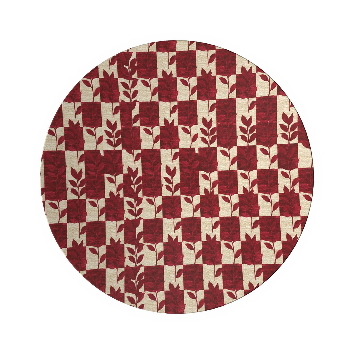 Rosso Botanica Ornamental Bowl – Red Checkered Floral Decorative Bowl, Italian Inspired Home Decor, Burgundy Statement Bowl
