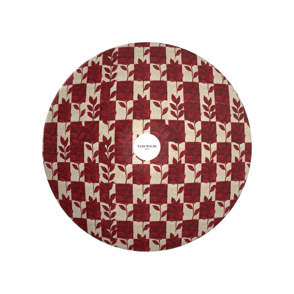 Rosso Botanica Ornamental Bowl – Red Checkered Floral Decorative Bowl, Italian Inspired Home Decor, Burgundy Statement Bowl