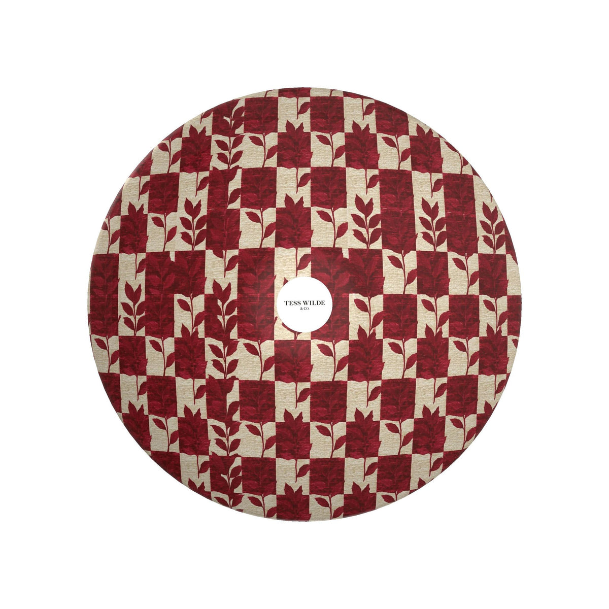 Rosso Botanica Ornamental Bowl – Red Checkered Floral Decorative Bowl, Italian Inspired Home Decor, Burgundy Statement Bowl