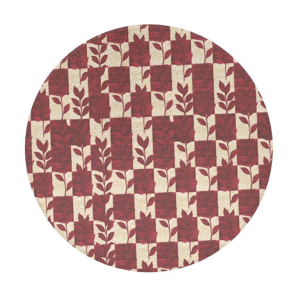 Red Botanical Ceramic Coaster | Vintage Checkerboard Drink Coaster