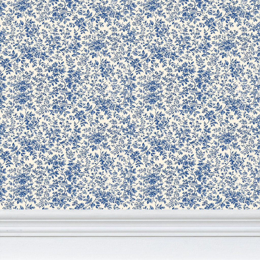 Château Bleu Botanical Wallpaper