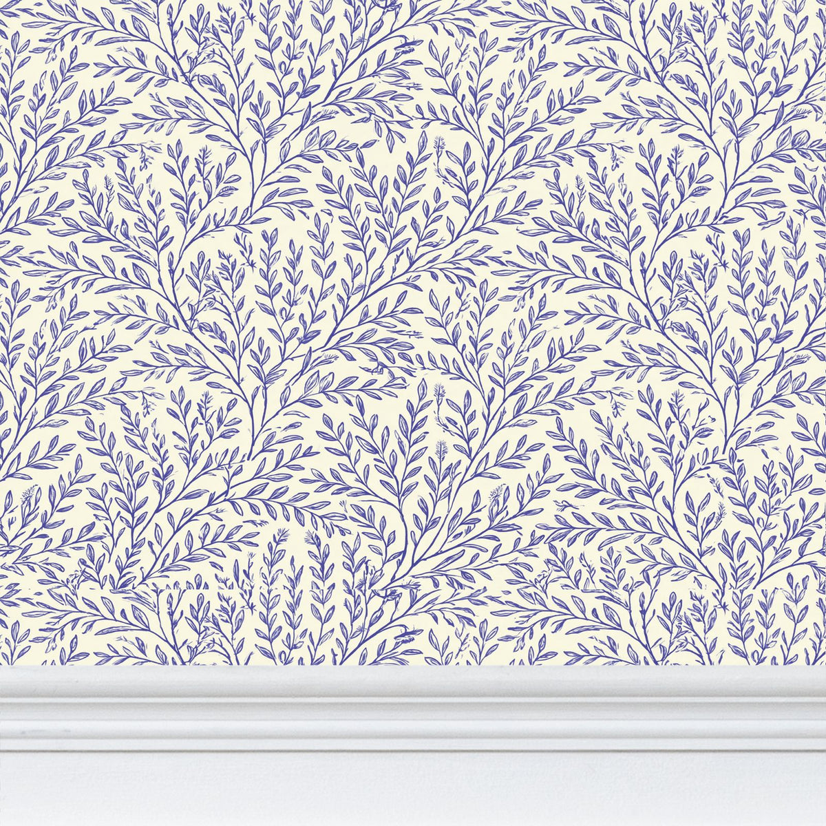 Aubrey Blue Botanical Wallpaper