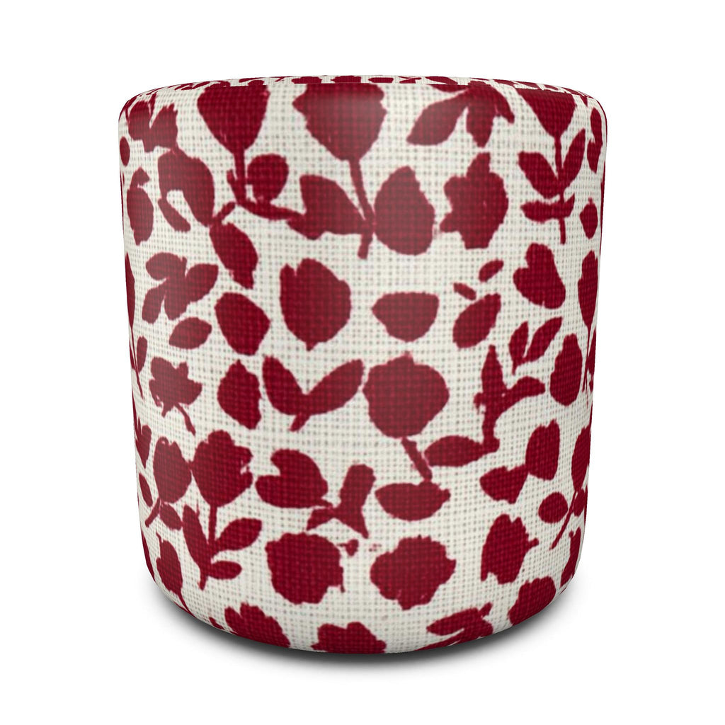 Red Briar Floral Pouffe | Upholstered Ottoman
