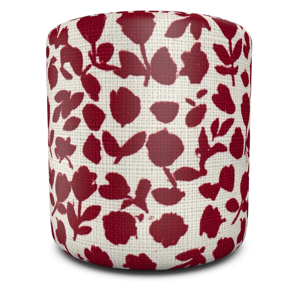 Red Briar Floral Pouffe | Upholstered Ottoman