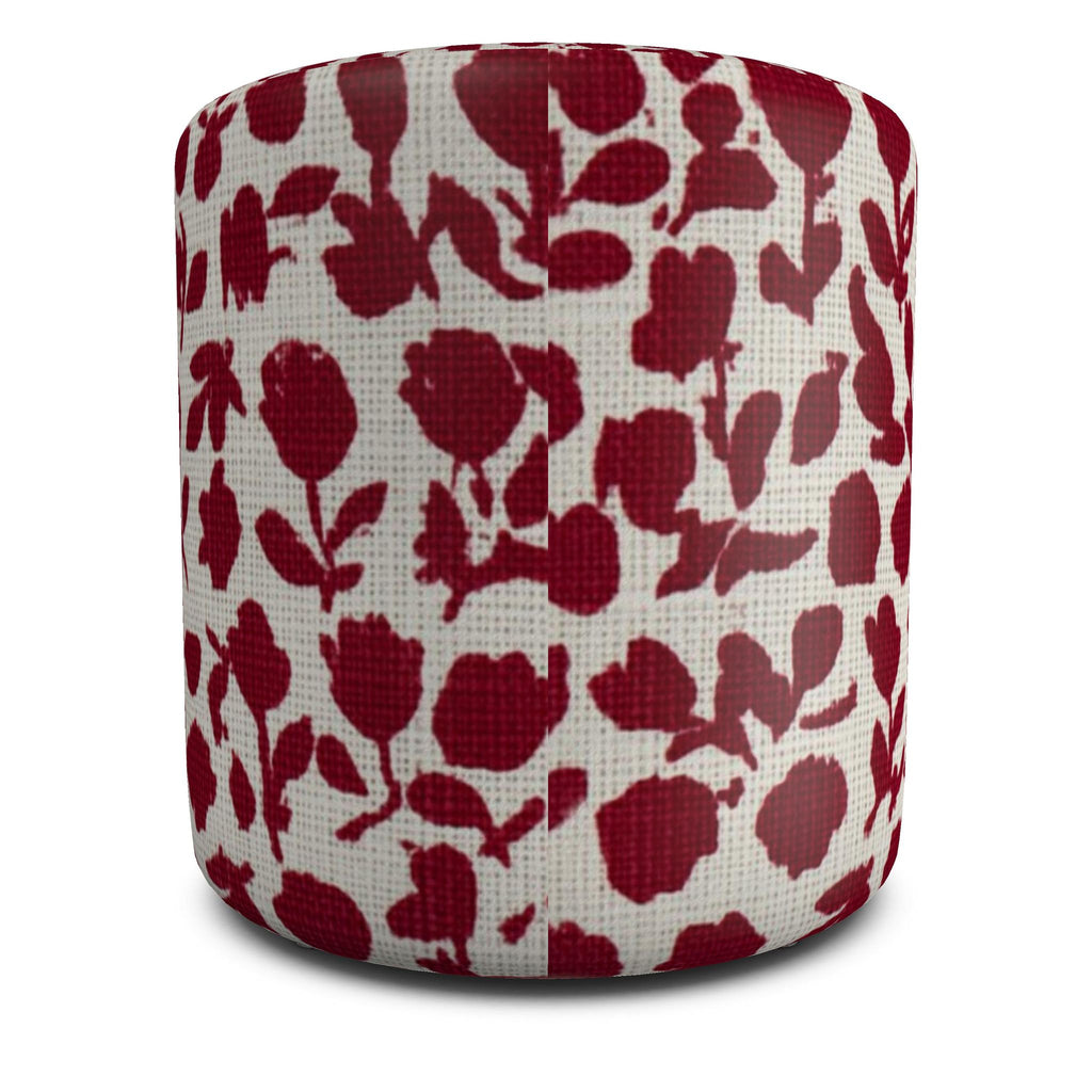 Red Briar Floral Pouffe | Upholstered Ottoman