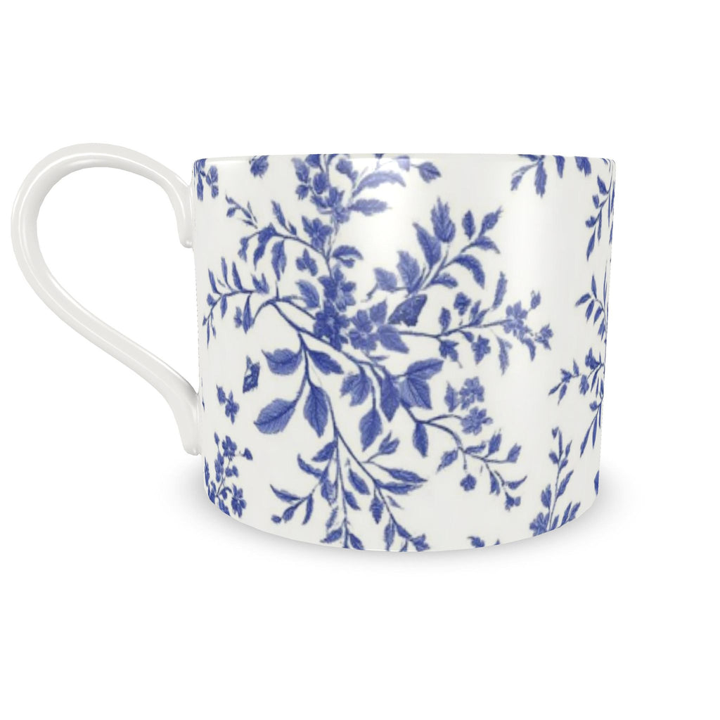Blue Floral Espresso Cup and Saucer | Vintage Style Porcelain