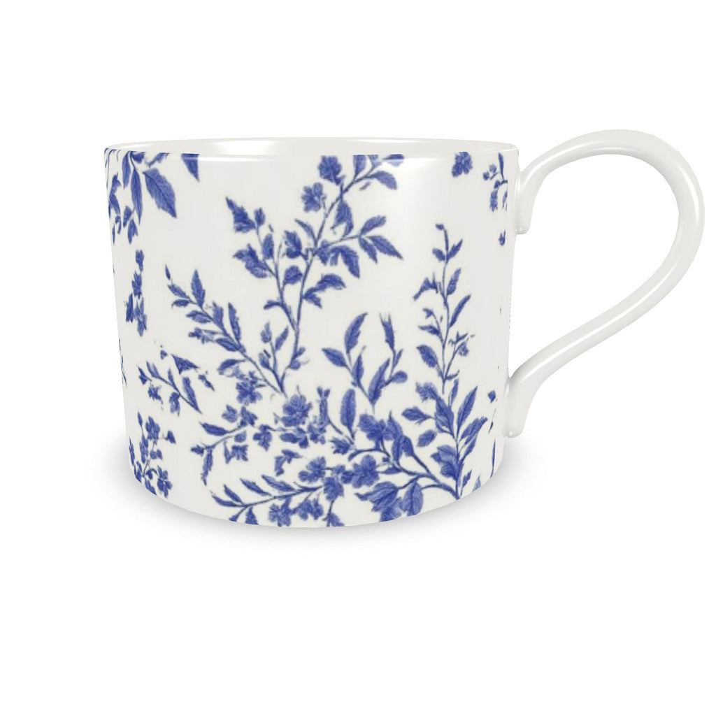 Blue Floral Espresso Cup and Saucer | Vintage Style Porcelain