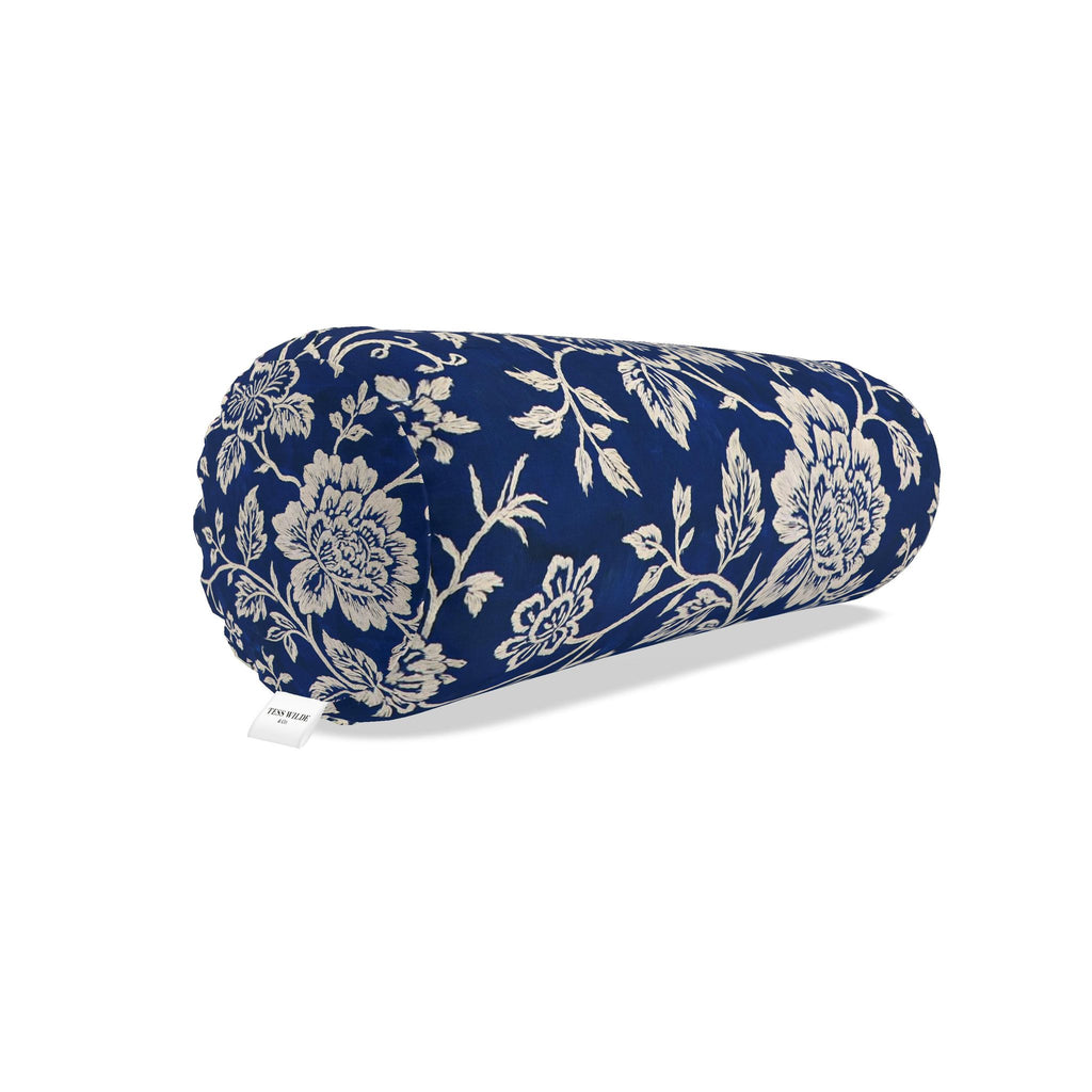 Beatrice Navy Blue Floral Big Bolster Pillow