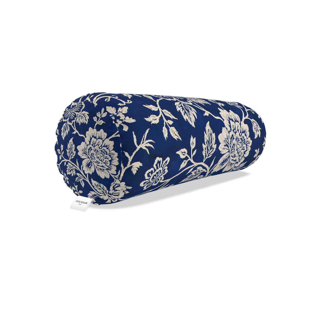 Beatrice Navy Blue Floral Big Bolster Pillow