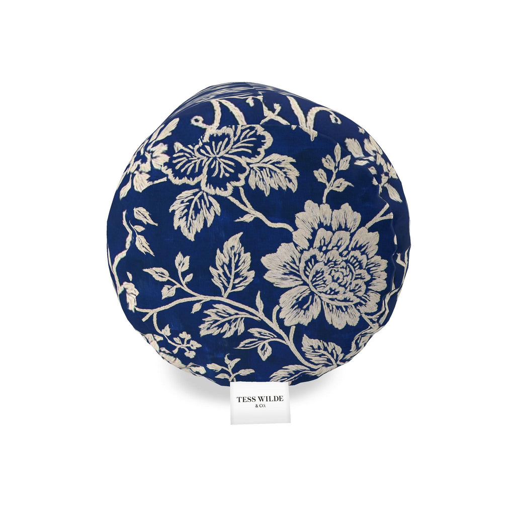 Beatrice Navy Blue Floral Big Bolster Pillow