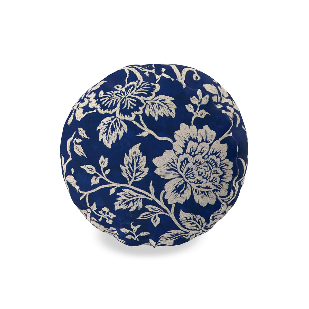 Beatrice Navy Blue Floral Big Bolster Pillow