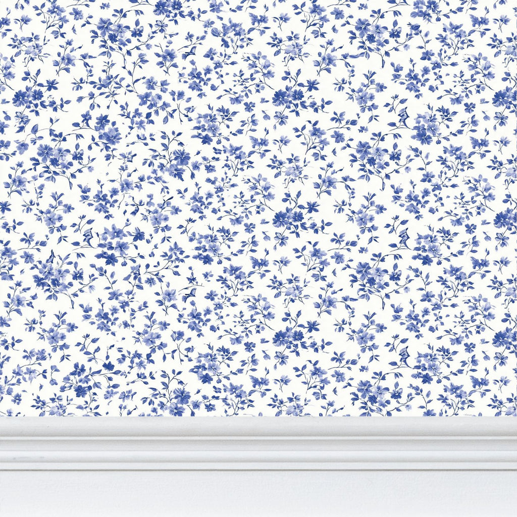 Cecily Blue Botanical Wallpaper