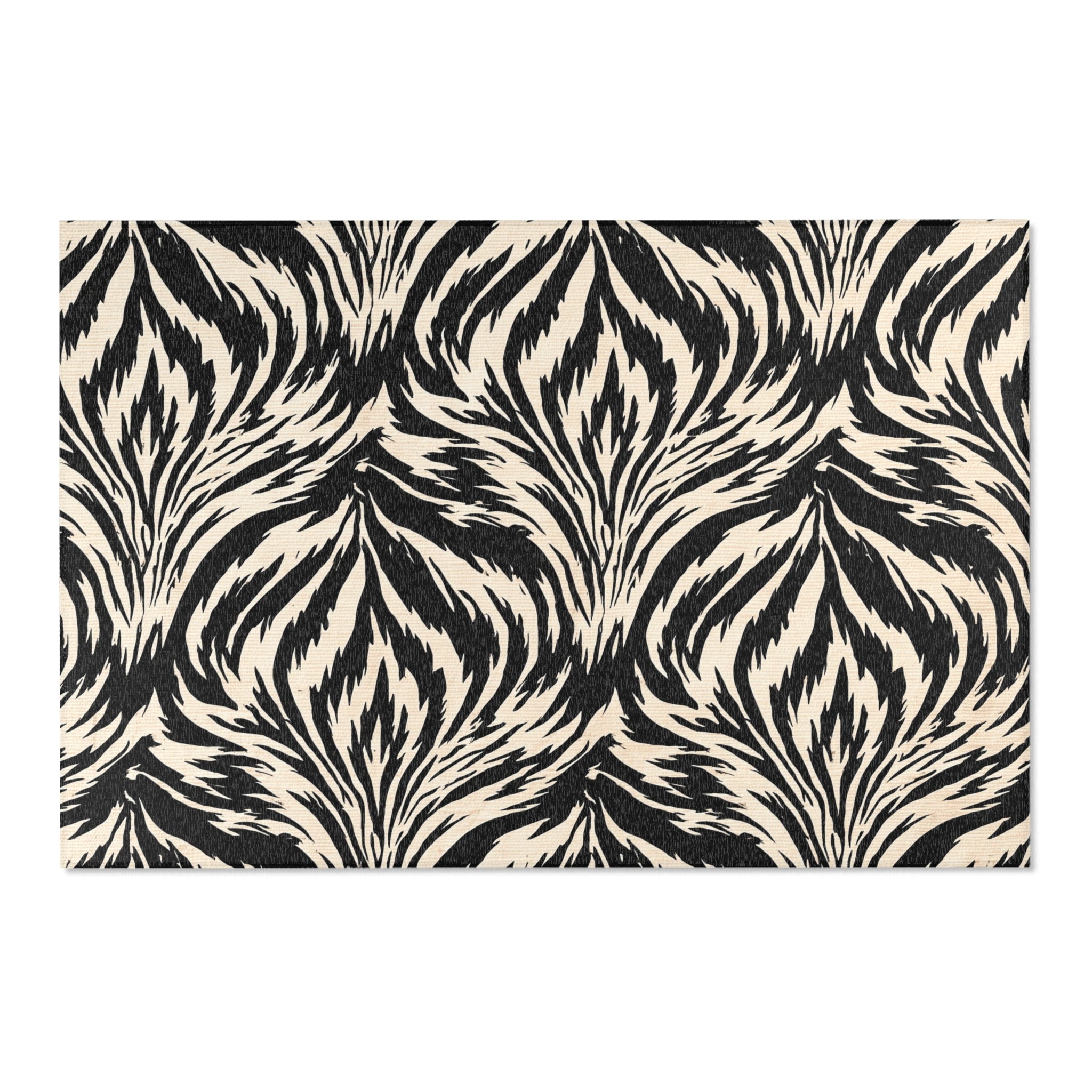 Abstract Black Cream Zebra Print Area Rug | Animal Print Accent Rug