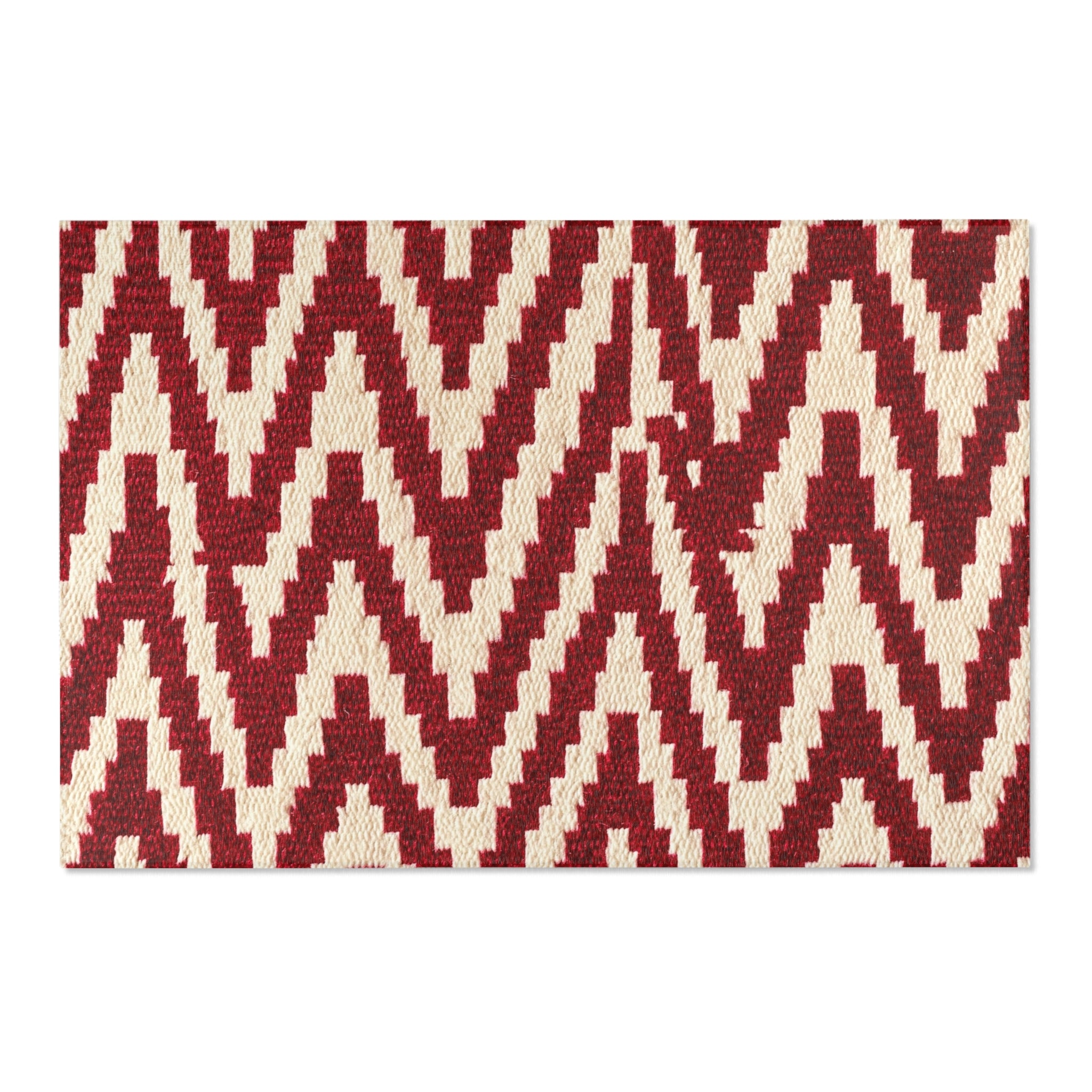 Red Chevron Zigzag Area Rug | Geometric Accent Rug