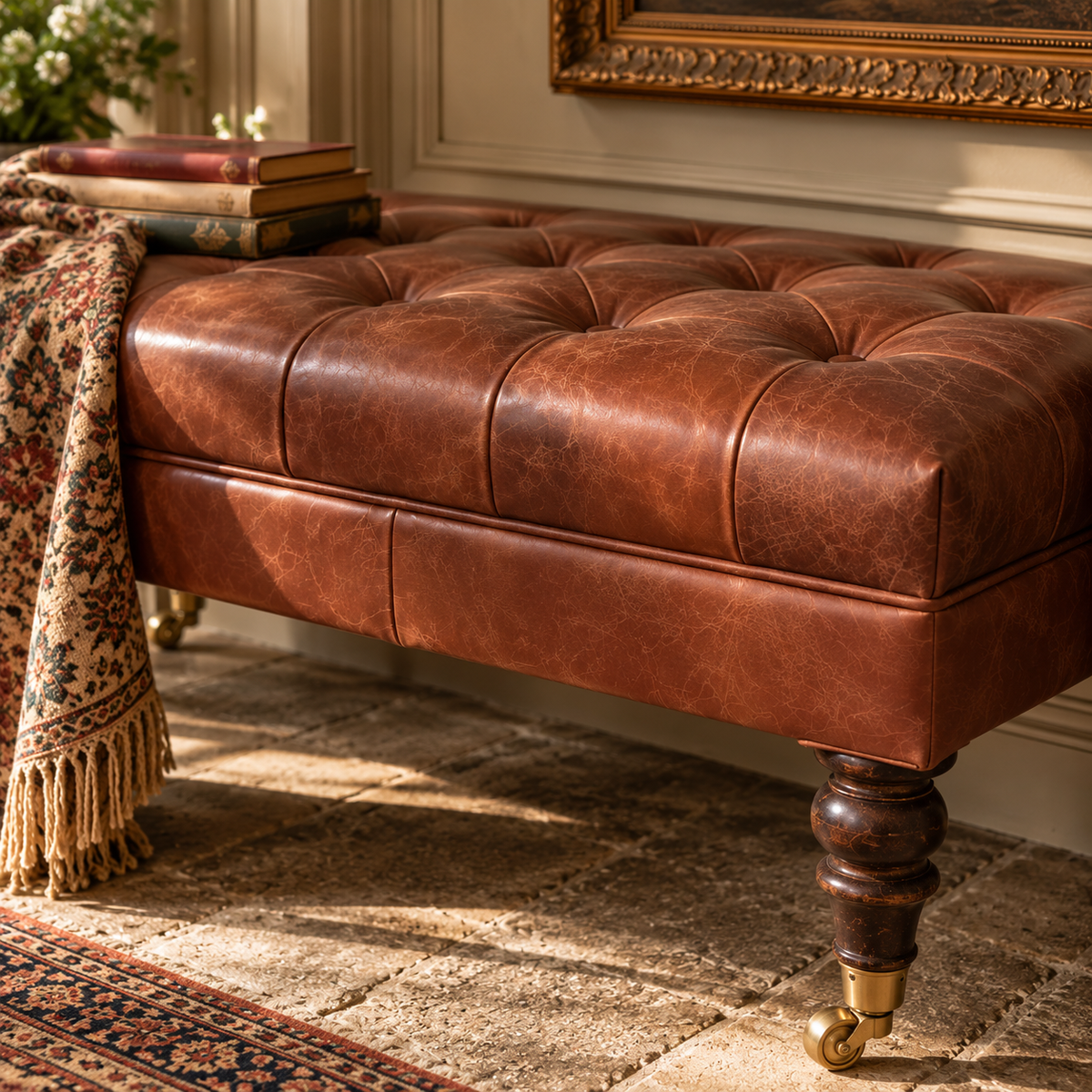 The Cavendish Buffalo Leather Ottoman