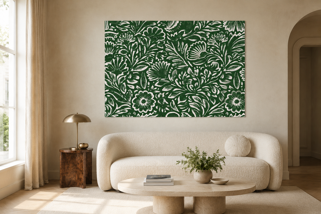 Green Floral Pattern Rolled Poster | Botanical Wall Art